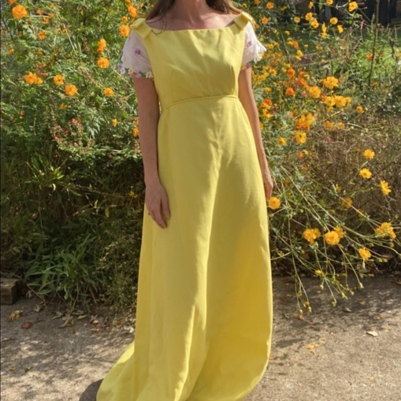 Vintage Dresses & Skirts - Vintage 70s yellow maxi dress regency style